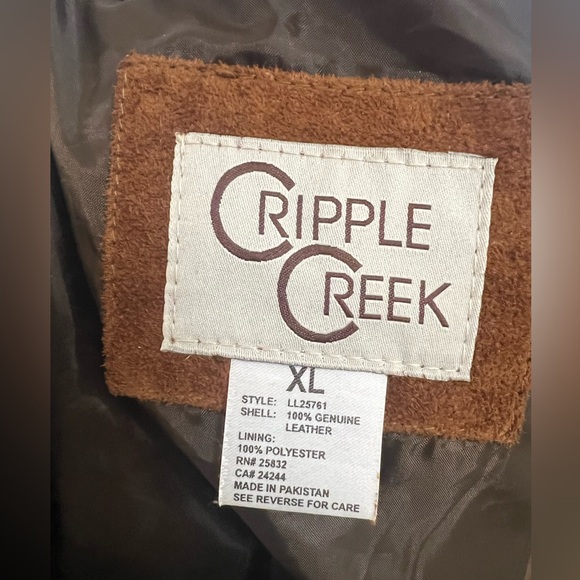 Cripple Creek Leather Jacket Rodeo Western Genuine Leather suede Fringe brown XL - Picture 10 of 16